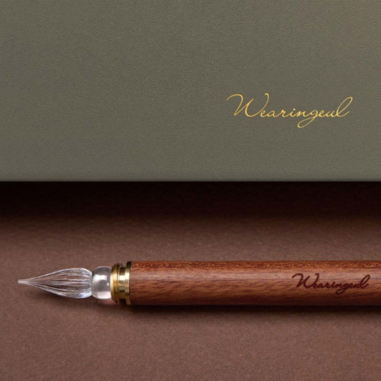 Wearingeul Modular Glass Pen in Transparent Glass Nib with Rosewood Handle