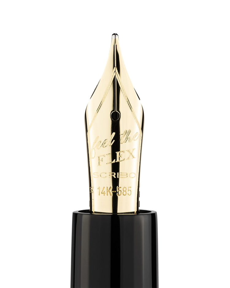 Scribo Flow Fountain Pen in Origine with Yellow Gold Trim