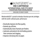 Monteverde Ink Cartridges International Size in Black - Pack of 6
