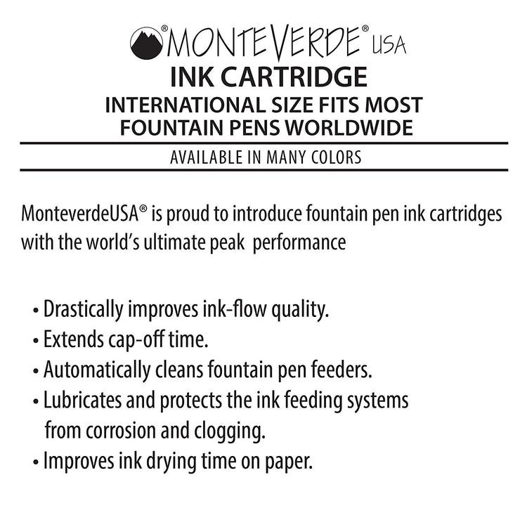 Monteverde Ink Cartridges International Size in Black - Pack of 6