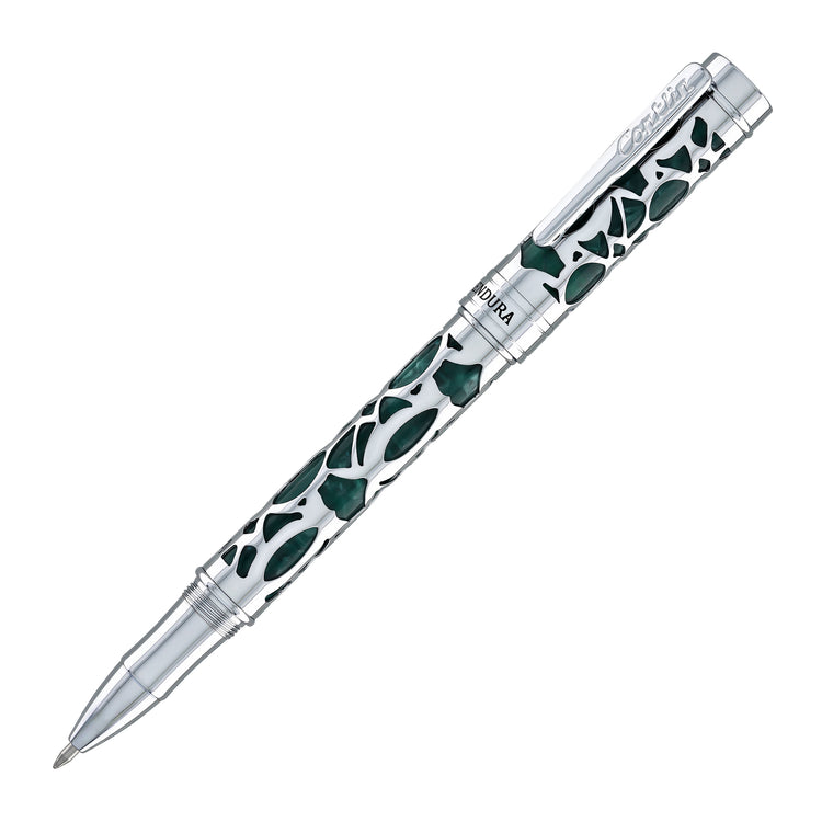 Conklin Endura Deco Crest Rollerball Pen in Green with Chrome Trim