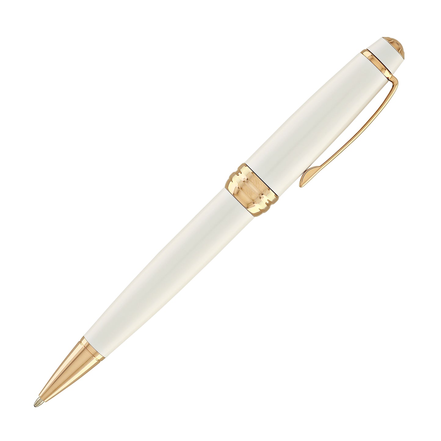 Cross Bailey Ballpoint Pen Pearlescent White Lacquer with Rose Gold Trim
