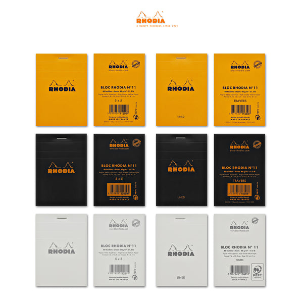 Rhodia No. 11 Staplebound 3 x 4 Notepad in Ice Notebooks Journals