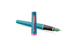 Parker Meridian Fountain Pen in Teal Lacquer with Rainbow Trim - Fine