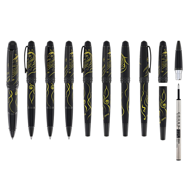 Cross Bailey Zodiac Year of the Horse Selectip Rollerball Pen in Matte Black with Black PVD Appointments