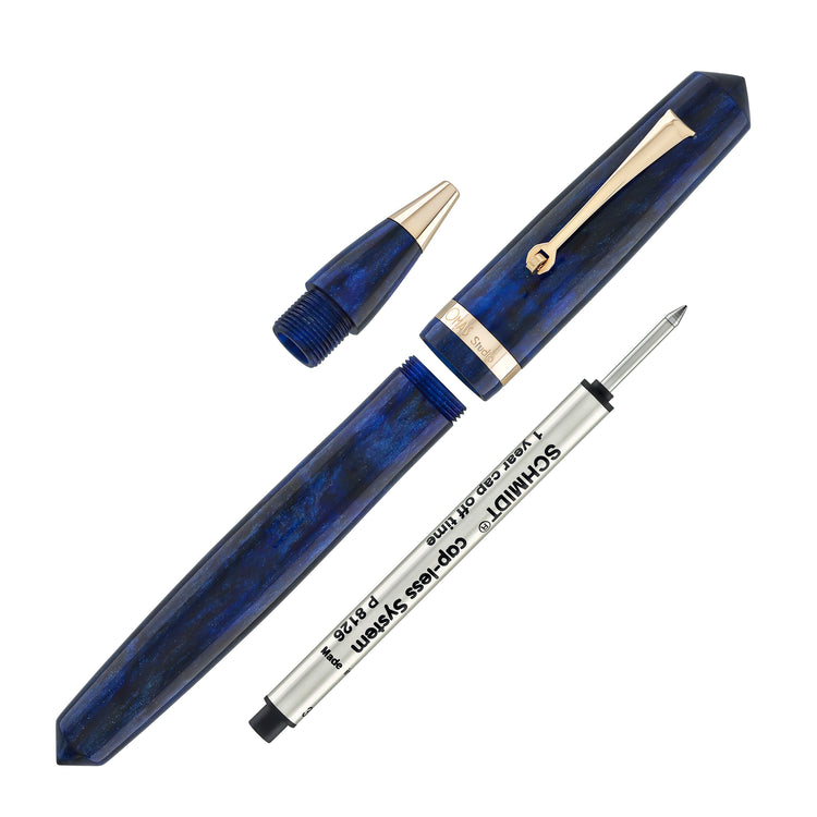 OMAS Studio Rollerball Pen in Azzurro Diamante with Rose Gold Trim