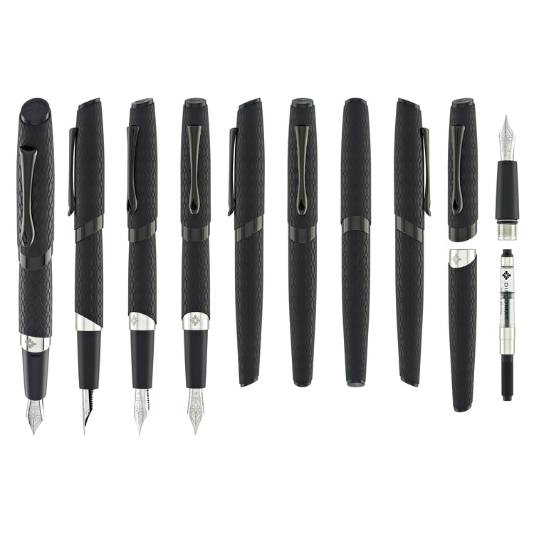 Diplomat Cobra Fountain Pen in Matte Black Guilloche