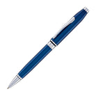 Cross Foundry Ballpoint Pen in Glossy Translucent Blue Lacquer with Polished Chrome Appointments