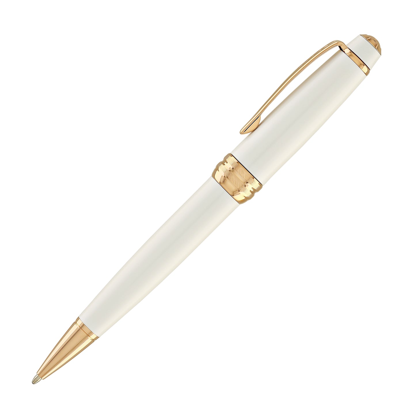 Cross Bailey Ballpoint Pen Pearlescent White Lacquer with Rose Gold Trim