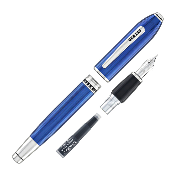 Cross Peerless Fountain Pen in Translucent Quartz Blue - 18K Gold