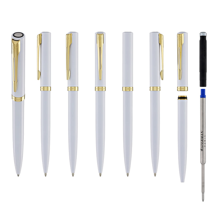 Waterman Impression Ballpoint Pen in White with Gold Coated