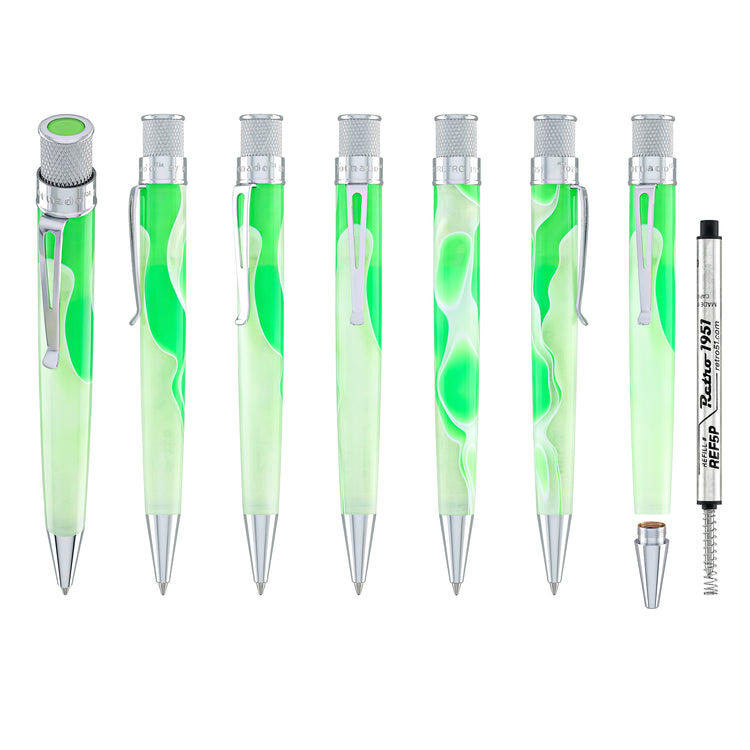 Retro 51 Tornado Cosmic Swirl Rollerball Pen in Green & White