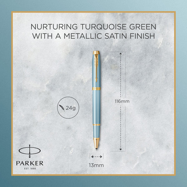 Parker IM Ritual Rollerball Pen in Turquoise Green with Gold Trim Rollerball Pen