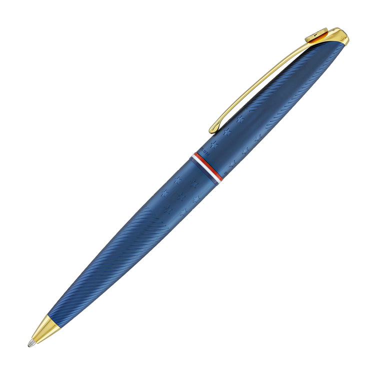Cross ATX Americana Ballpoint Pen in Blue PVD with Gold Appointments