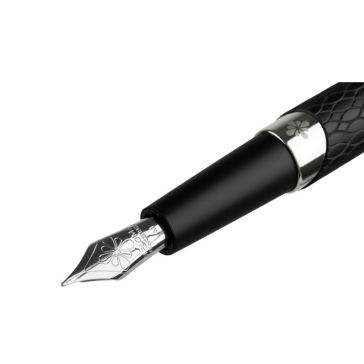 Diplomat Cobra Fountain Pen in Matte Black Guilloche