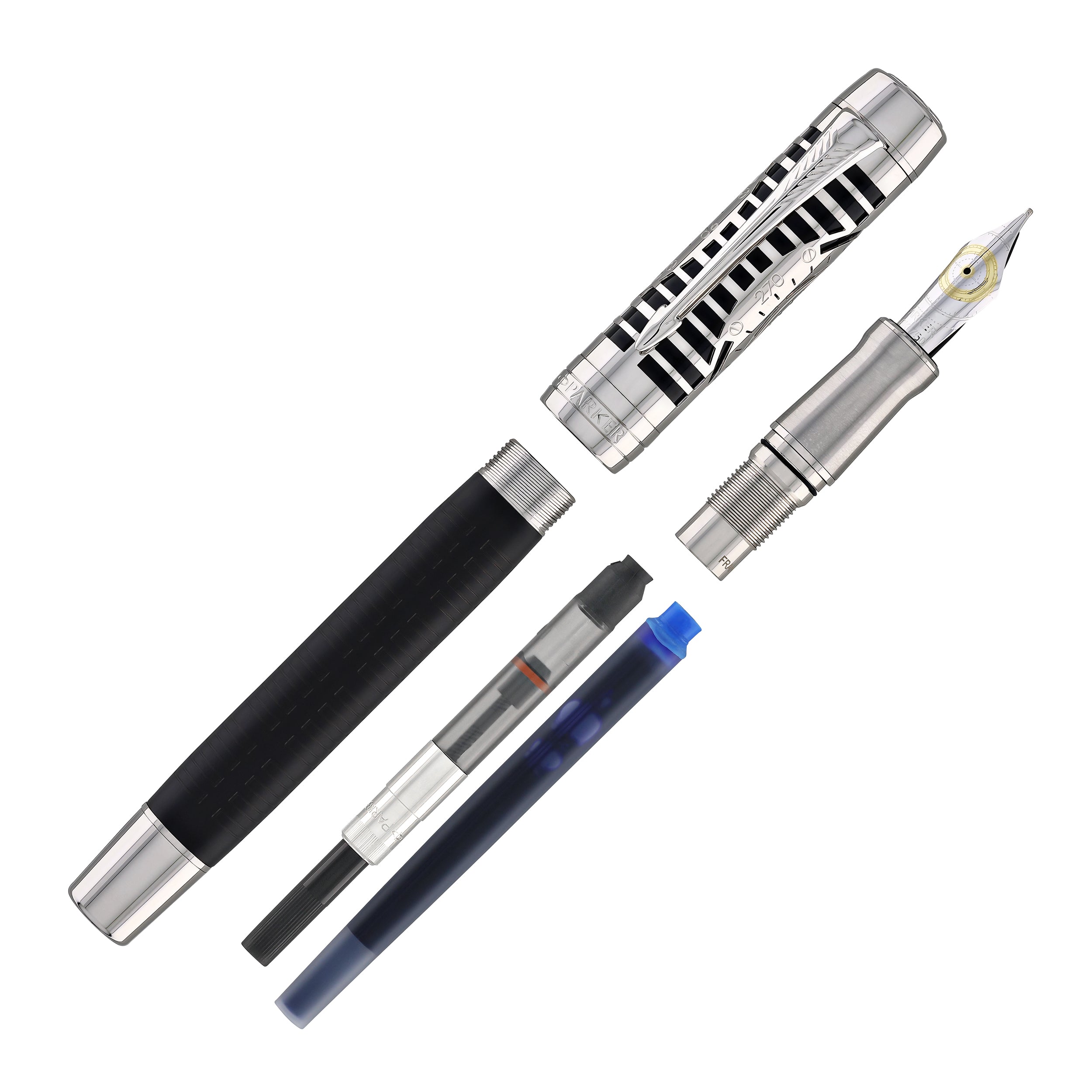 PARKER 750 デュオフォールド Parker Duofold Legacy of Flight Fountain Pen in Matte Black with