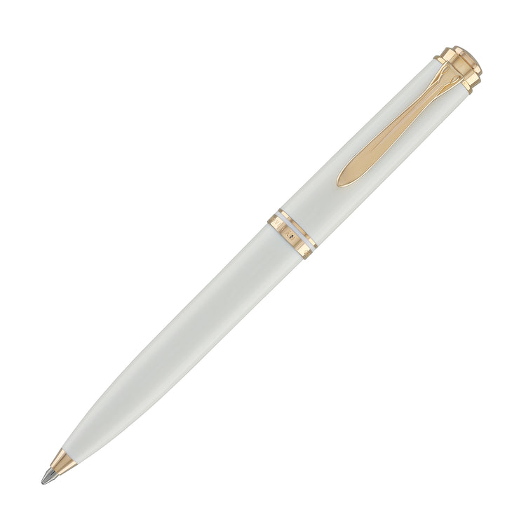 Pelikan Souveran 600 Ballpoint Pen in White & Rose Gold Trim
