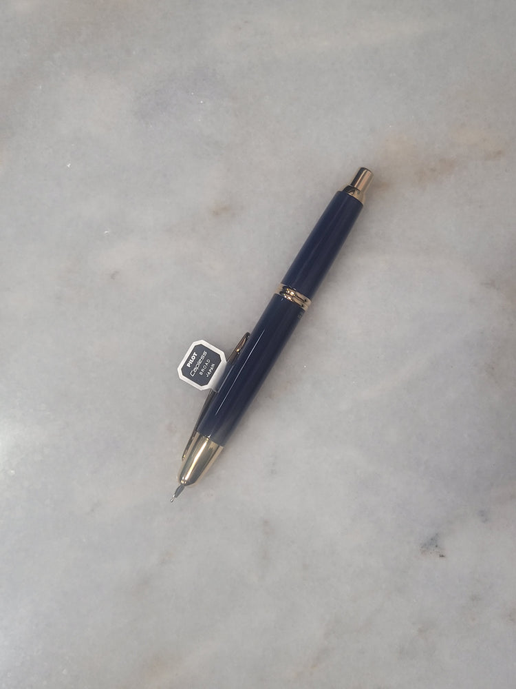 Misfit Item 0135 Pilot Vanishing Point Fountain Pen in Blue & Gold - 18K Gold Broad Point