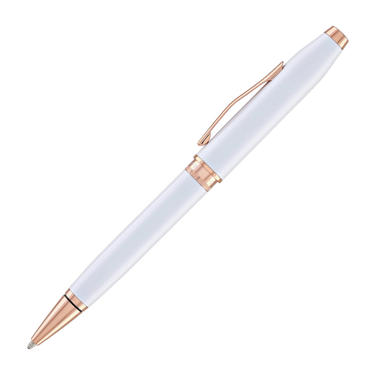 Cross Foundry Ballpoint Pen in Pearl White Lacquer with Rose Gold Appointments