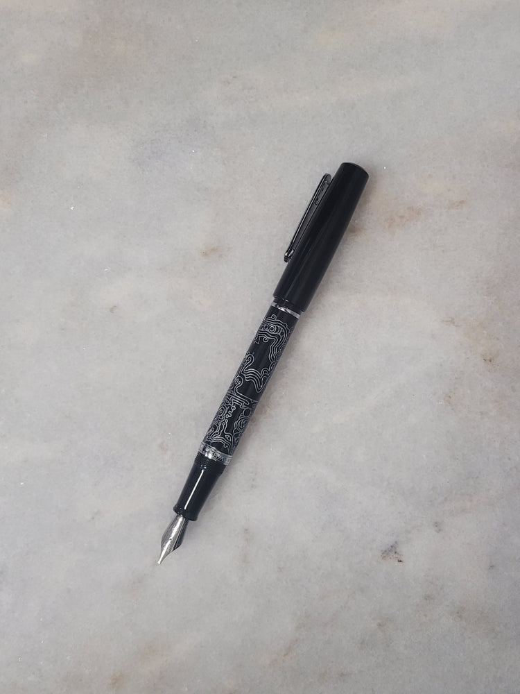 Misfit Item 0099 Nahvalur Original Fountain Pen - Peter Draws Artist Edition Silver - 1.1mm Stub Nib