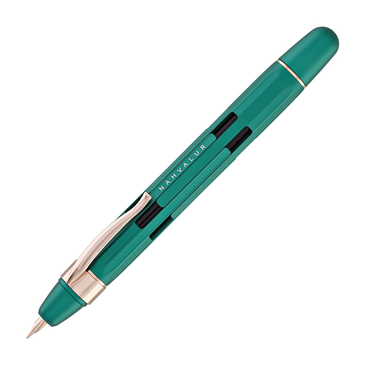 Nahvalur Eclipse Retractable Fountain Pen in Emerald with Gold Trim