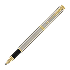 Parker IM Rollerball Pen in Brushed Metal with Gold Trim