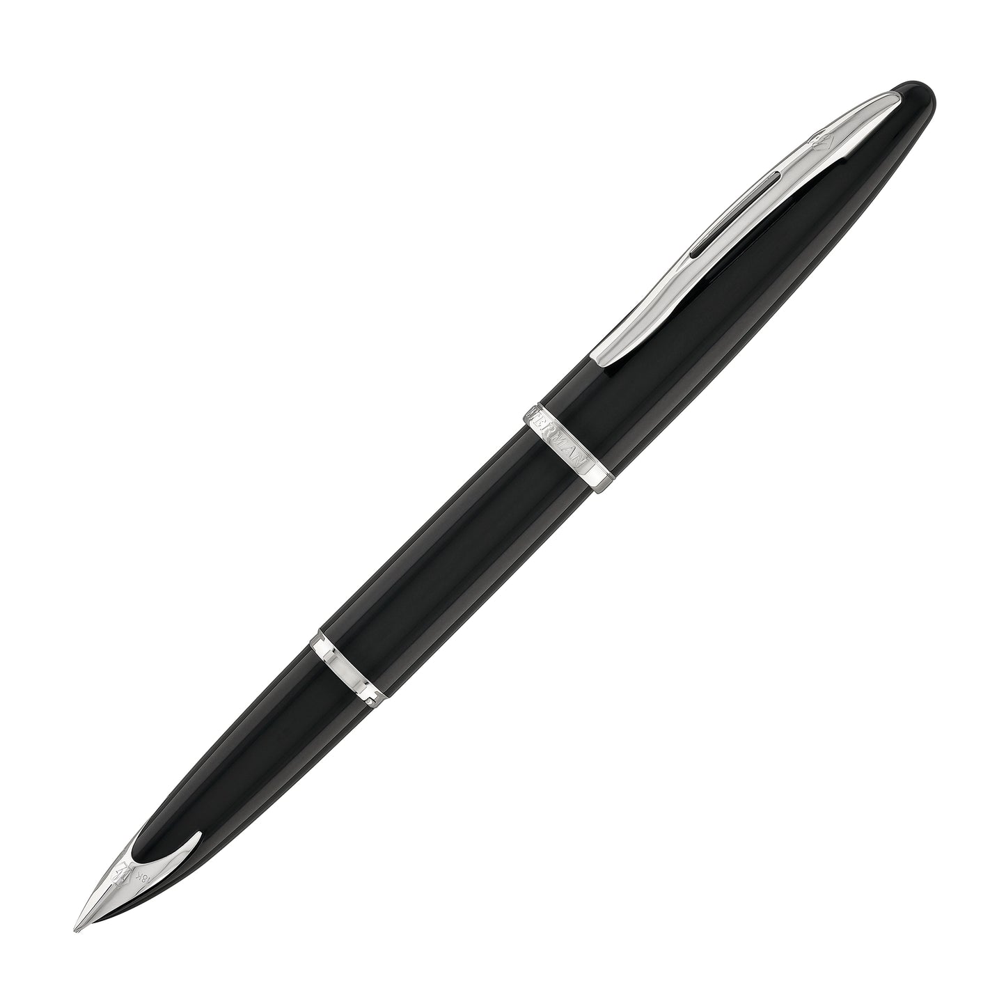 Waterman Carene Fountain Pen in Black Sea with Stainless Steel Trim - 18K Gold