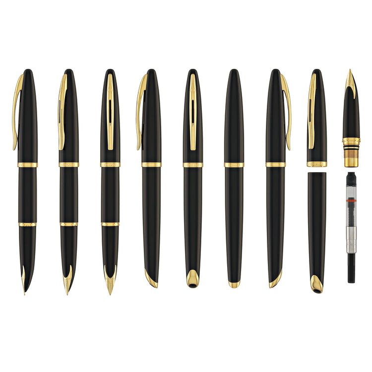 Waterman Carene Fountain Pen in Black Sea with Gold Trim - 18K Gold Medium Point