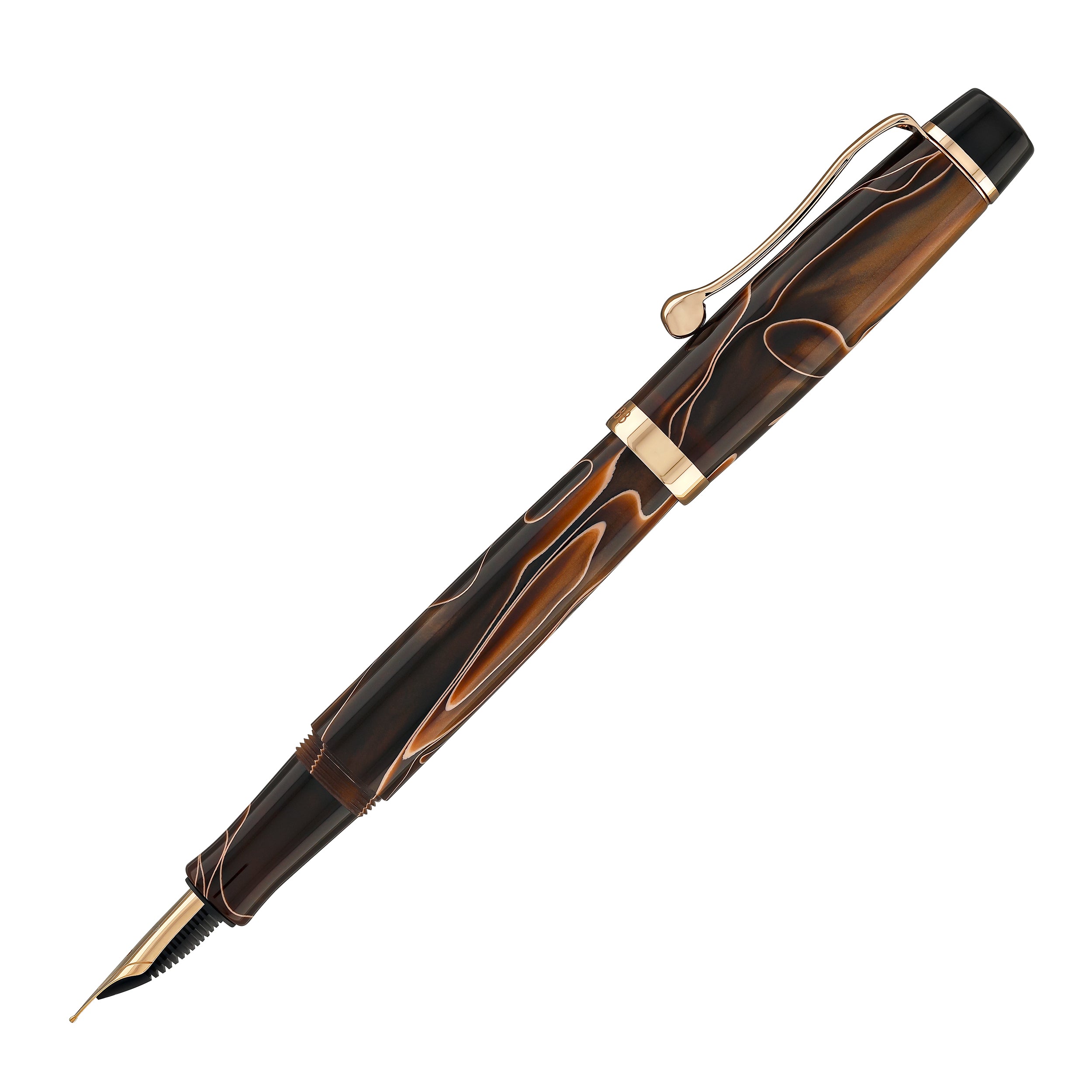 Opus 88 Harmony Fountain Pen in Brown with Rose Gold - Goldspot Pens