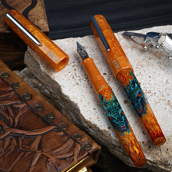 Benu Euphoria Handpainted Dragon Fountain Pen in Glasog Fountain Pen