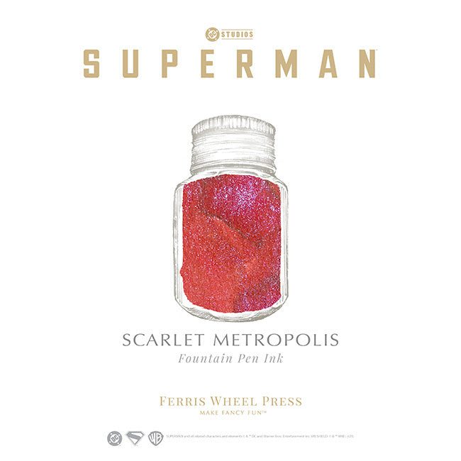 Ferris Wheel Press Superman Themed Bottled Ink in Scarlet Metropolis  - 28 mL