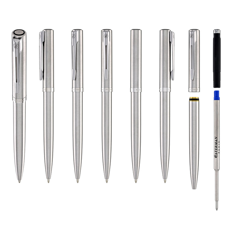 Waterman Impression Ballpoint Pen in Stainless Steel with Palladium Coated