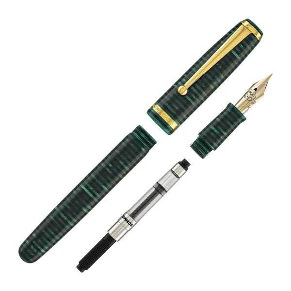 Magna Carta MAG 650 Fountain Pen in Malachite - 14kt Gold Flex Nib Fountain Pen