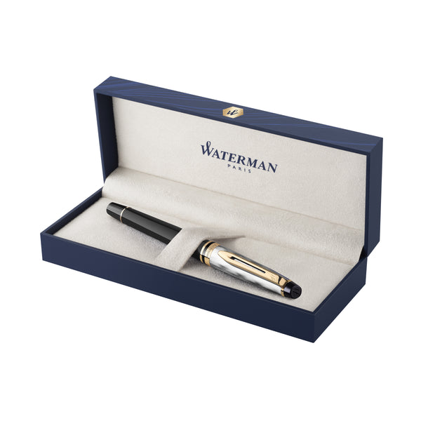 Waterman Expert Deluxe Fountain Pen Reflections of Paris in Black with Gold Trim - Medium Point Fountain Pen