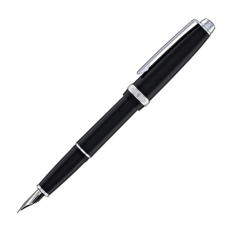Cross Lume Fountain Pen in Obsidian Black with Polished Chrome Appointments - Medium Nib