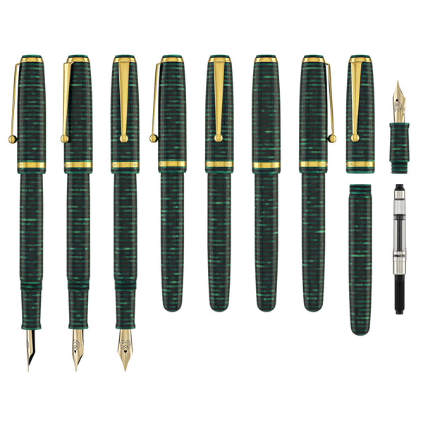 Magna Carta MAG 650 Fountain Pen in Malachite - 14kt Gold Flex Nib Fountain Pen