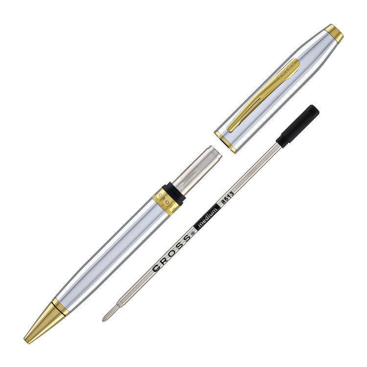 Cross Foundry Ballpoint Pen in Polished Chrome with PVD Gold Appointments