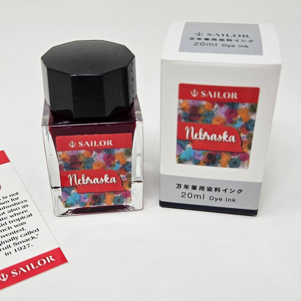 Sailor USA State Bottled Ink in Nebraska (Red) - 20 mL Bottled Ink