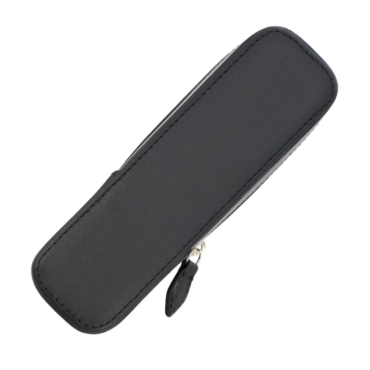 Visconti Classic Black Leather 2 Pen Case with Red Lining