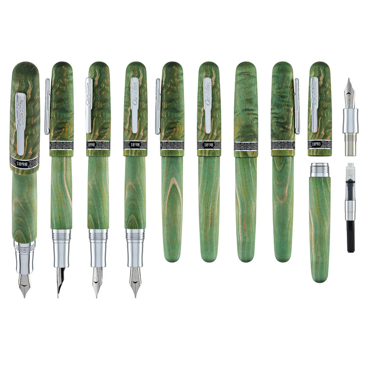 Conklin 1898 Stabilized Wood Fountain Pen in Matte Green with Chrome Trim - Limited Edition