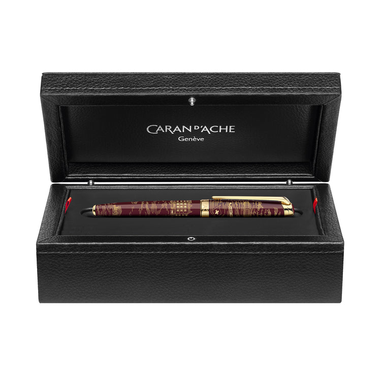 Caran d'Ache Rollerball Pen in Toile De Jouy Burgundy - Limited Edition