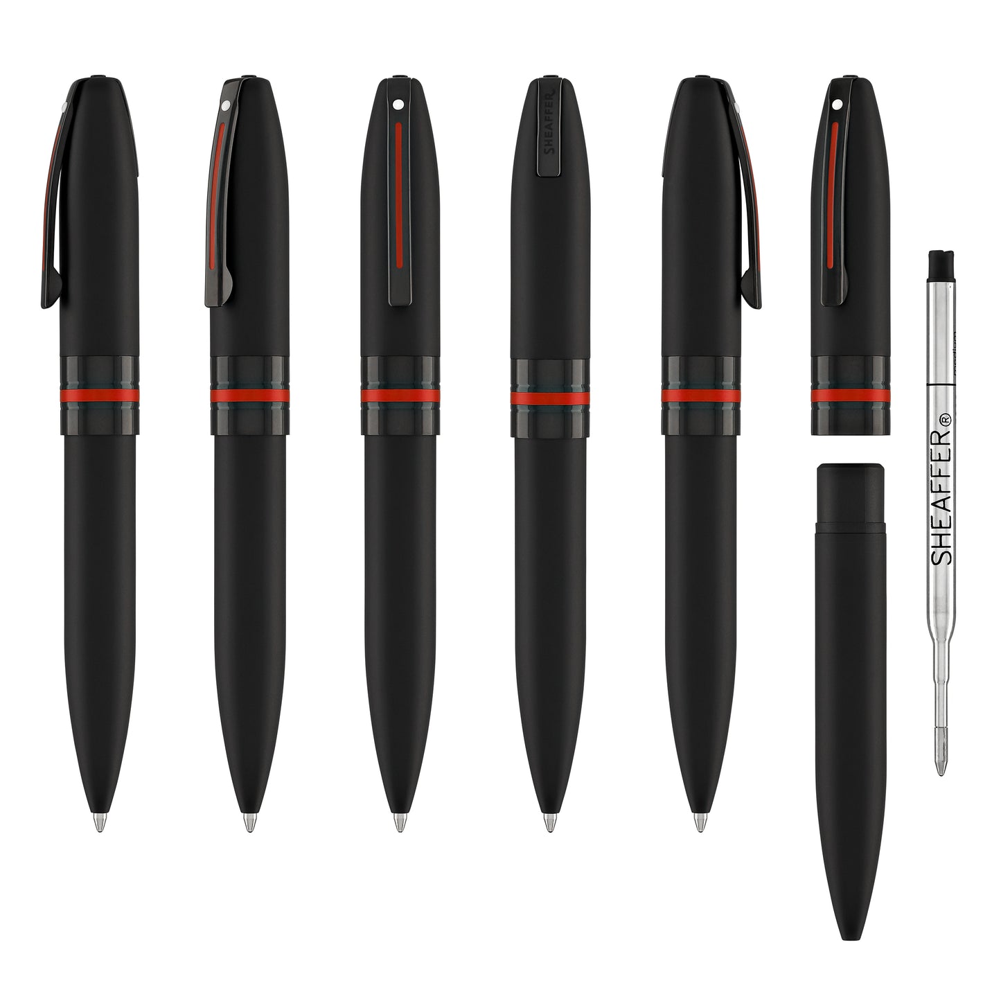 Sheaffer Icon Ballpoint Pen in Matte Black Lacquer with Red PVD Trim
