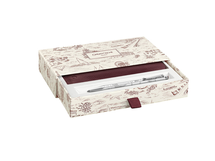 Caran d'Ache Ecridor Toile de Jouy Christmas 2026 Ballpoint Pen and Leather Case Gift Set