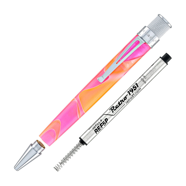 Retro 51 Tornado Cosmic Swirl Rollerball Pen in Pink & Orange
