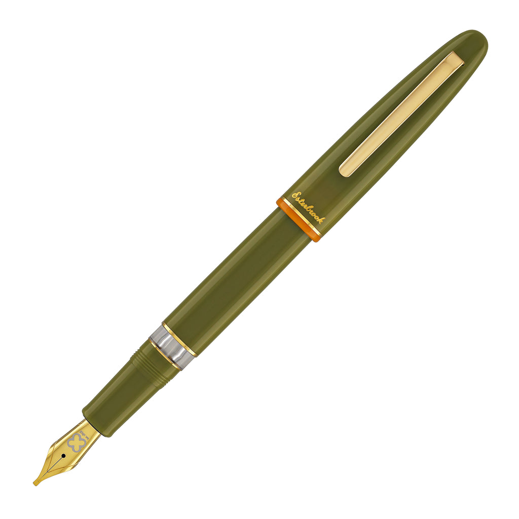 Esterbrook Estie Back to the Lands Button Piston Fountain Pen in Quirky Leaf with Gold Trim Fountain Pen