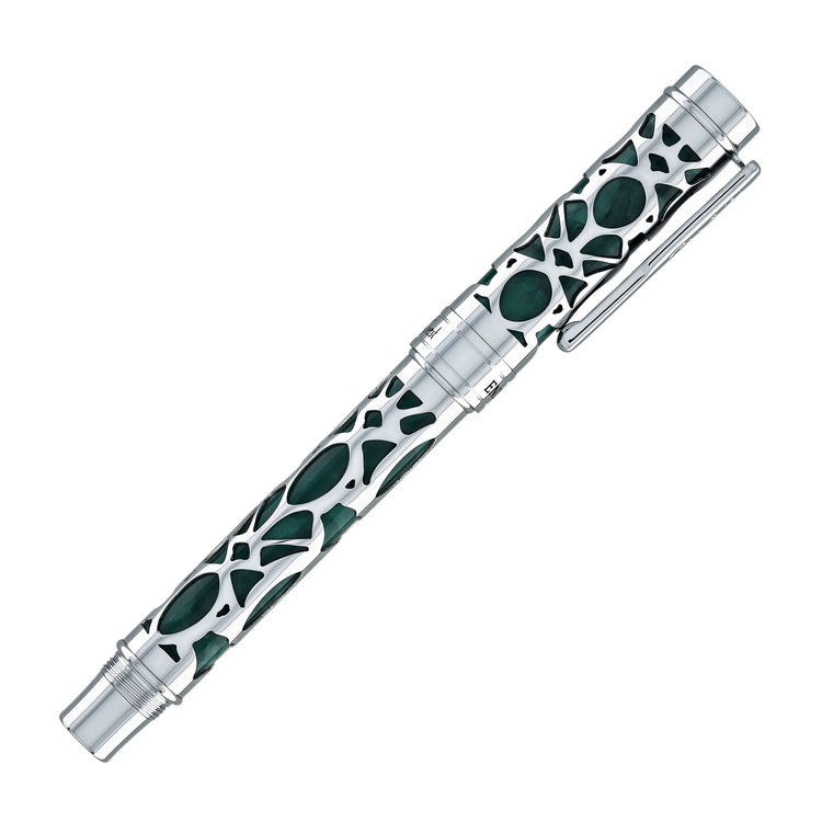 Conklin Endura Deco Crest Fountain Pen in Green with Chrome Trim
