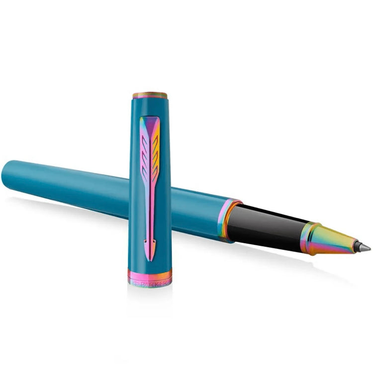 Parker Meridian Rollerball Pen in Teal Lacquer with Rainbow Trim