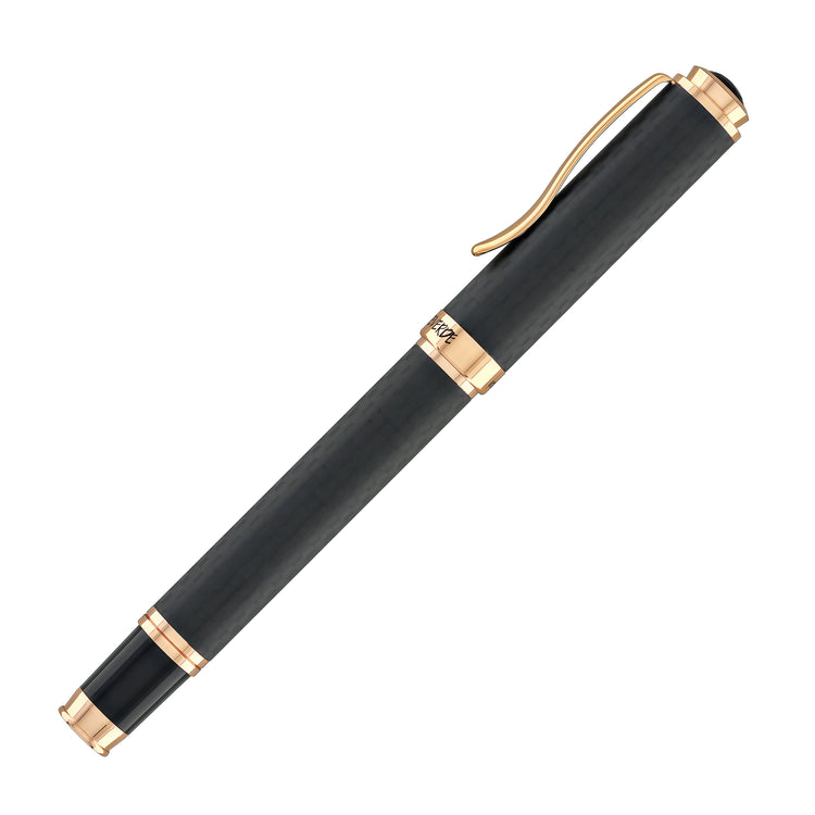 Monteverde Innova Fountain Pen in Matte Carbon with Rosegold Trim