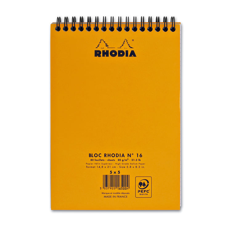 Rhodia Wirebound Paper Notebook in Orange - 5.8 x 8.3