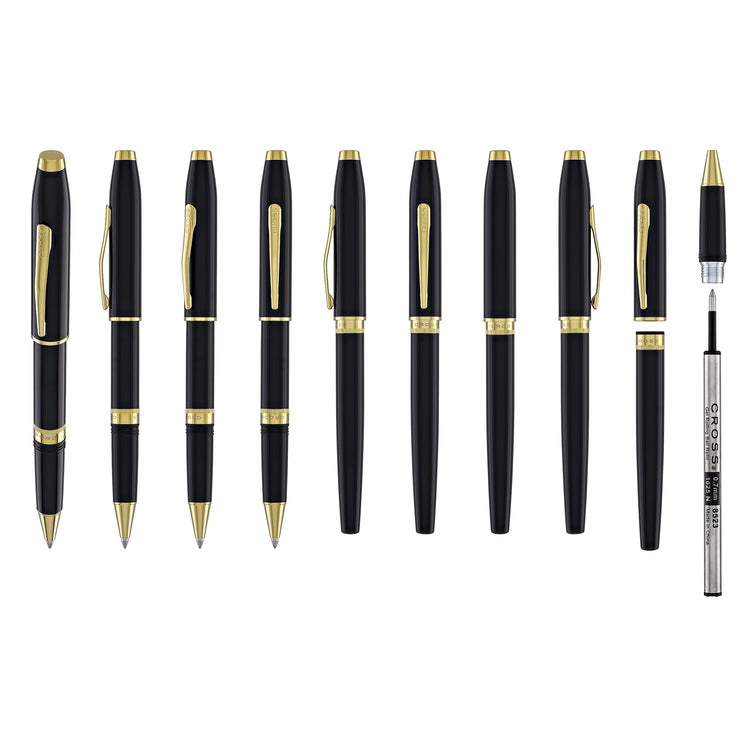 Cross Foundry Rollerball Pen in Glossy Black Lacquer with PVD Gold Appointments